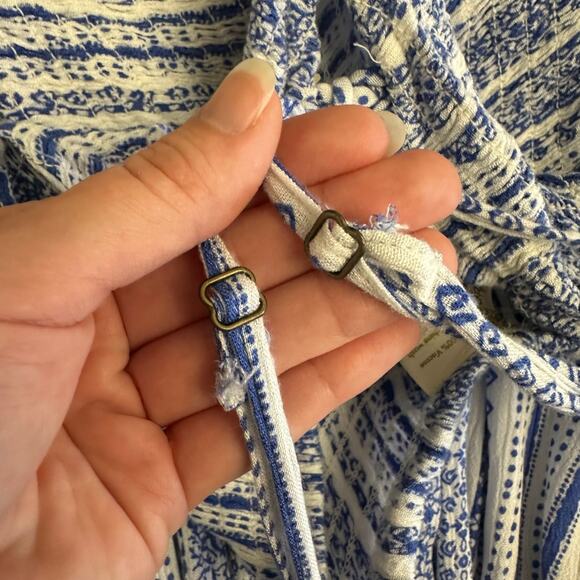 Japna Blue & White Boho Maxi Dress Size L – Smocked Back & Adjustable Straps - Picture 8 of 8